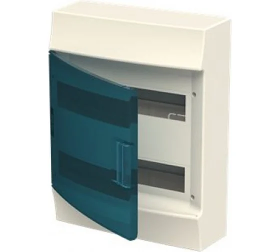 Щит распределительный навесной 24 модуля ЩРн-п-24 пластиковый Mistral41 зеленая прозрачная дверь